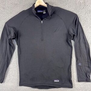 Vintage Patagonia Pullover Mens Medium Black Polartec Fleece Zip Up Made USA 90s